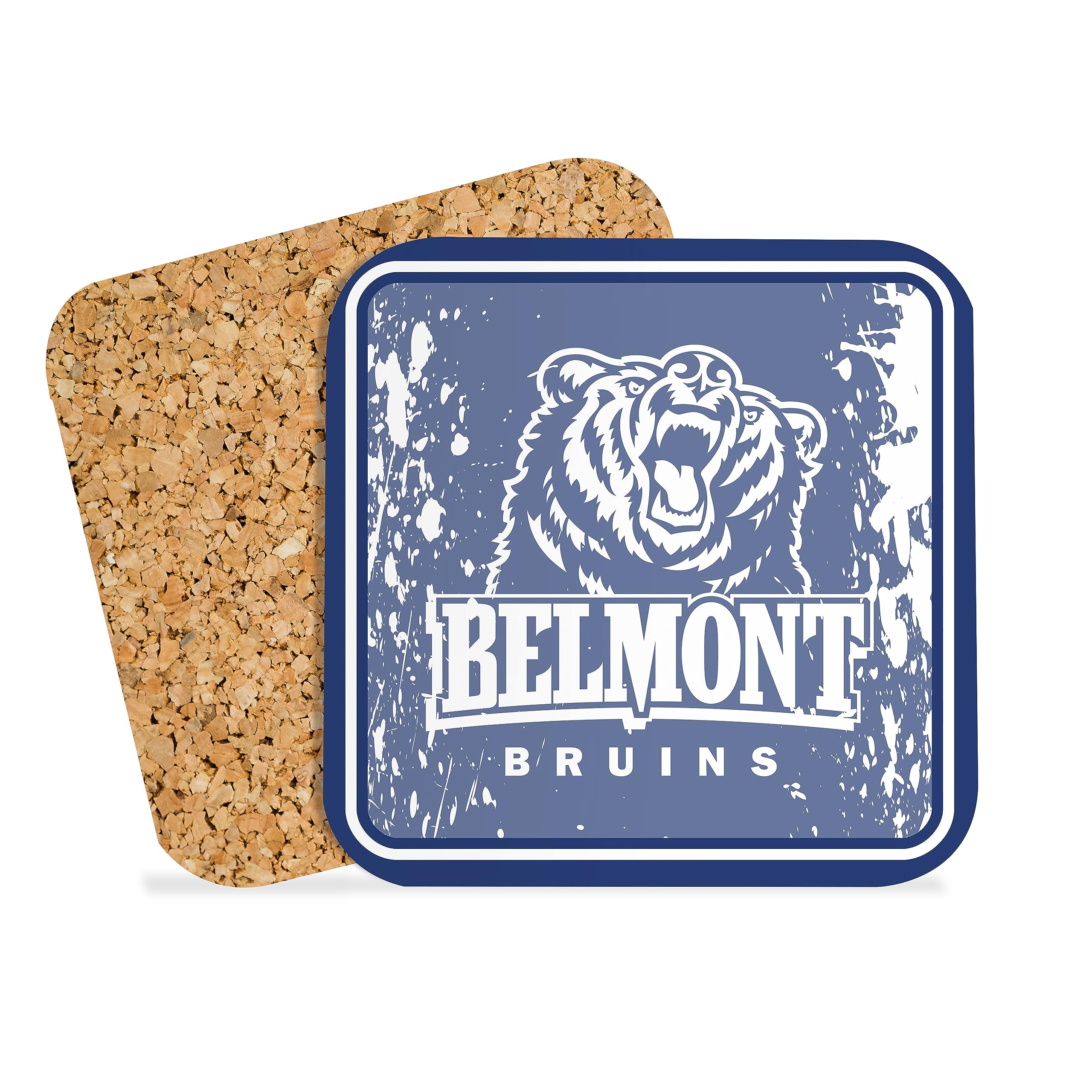 Belmont University Hardboard with Cork Backing Beverage Coasters Square (Set of 4) Coasters for Drinks (Belmont University 1)