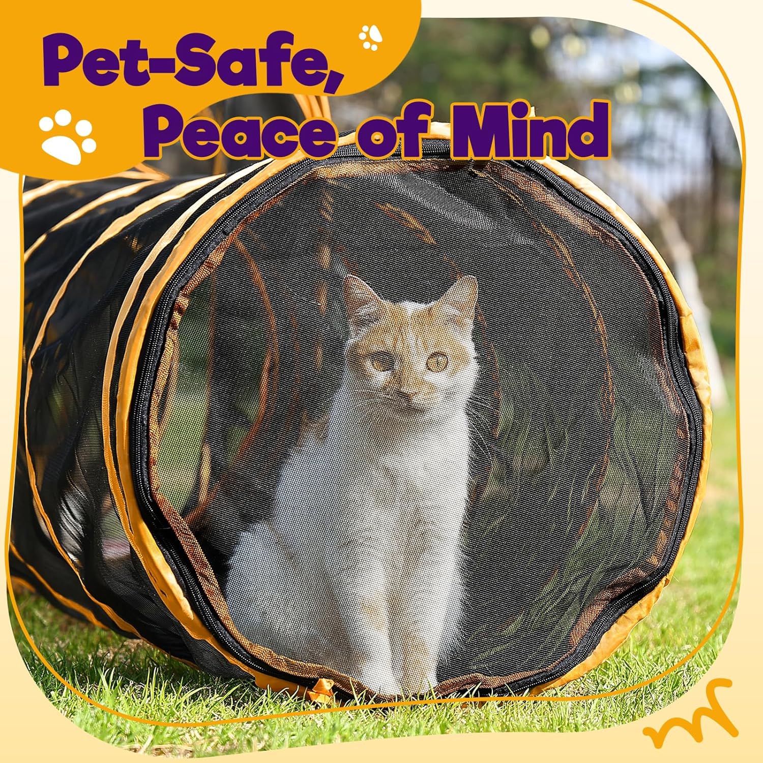 Outdoor Cat Enclosures with Tunnels, Rywell 10FT Cat Tunnel Outdoor with Cube, Portable Cat Playpen and Catio with Carry Bag for Multiple Cats