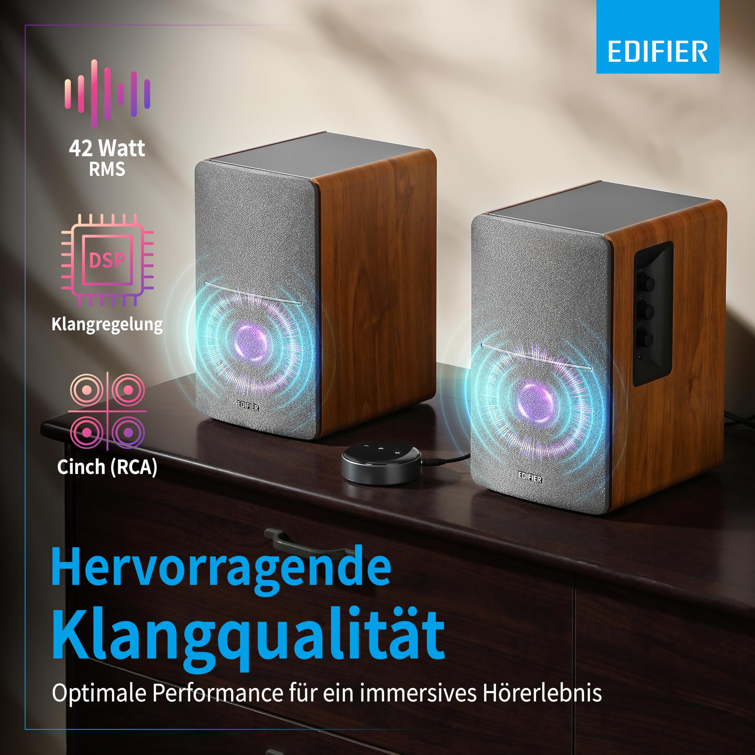 EDIFIER R1280T aktywny głośnik w zestawie z WiiM Mini – idealne połączenie multiroom, AirPlay 2, Alexa, Siri, Hi-Res Audio Streaming firmy Spotify, Amazon Music itp.