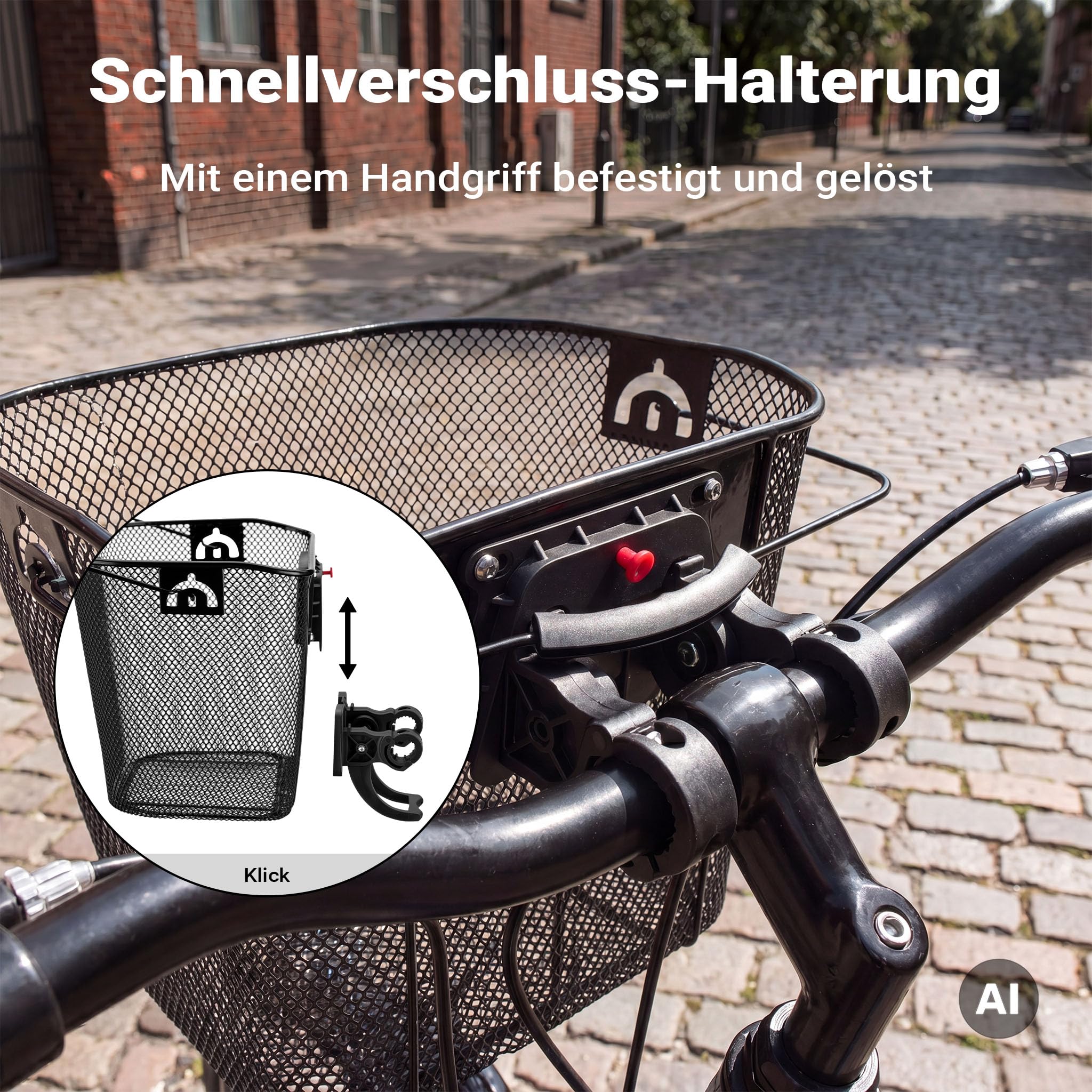 Wiltec Fahrradkorb vorne 32,5x24x26,5cm aus Stahl Schwarz abnehmbar zur Montage am Lenker Drahtkorb Lenkerkorb Einkaufskorb Fahrrad Korb Sport & Freizeit