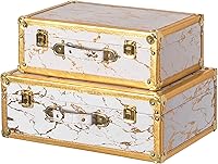 Vista 1 de Vintiquewise Juego de 2 maletas de lujo de mármol blanco y dorado para decoración