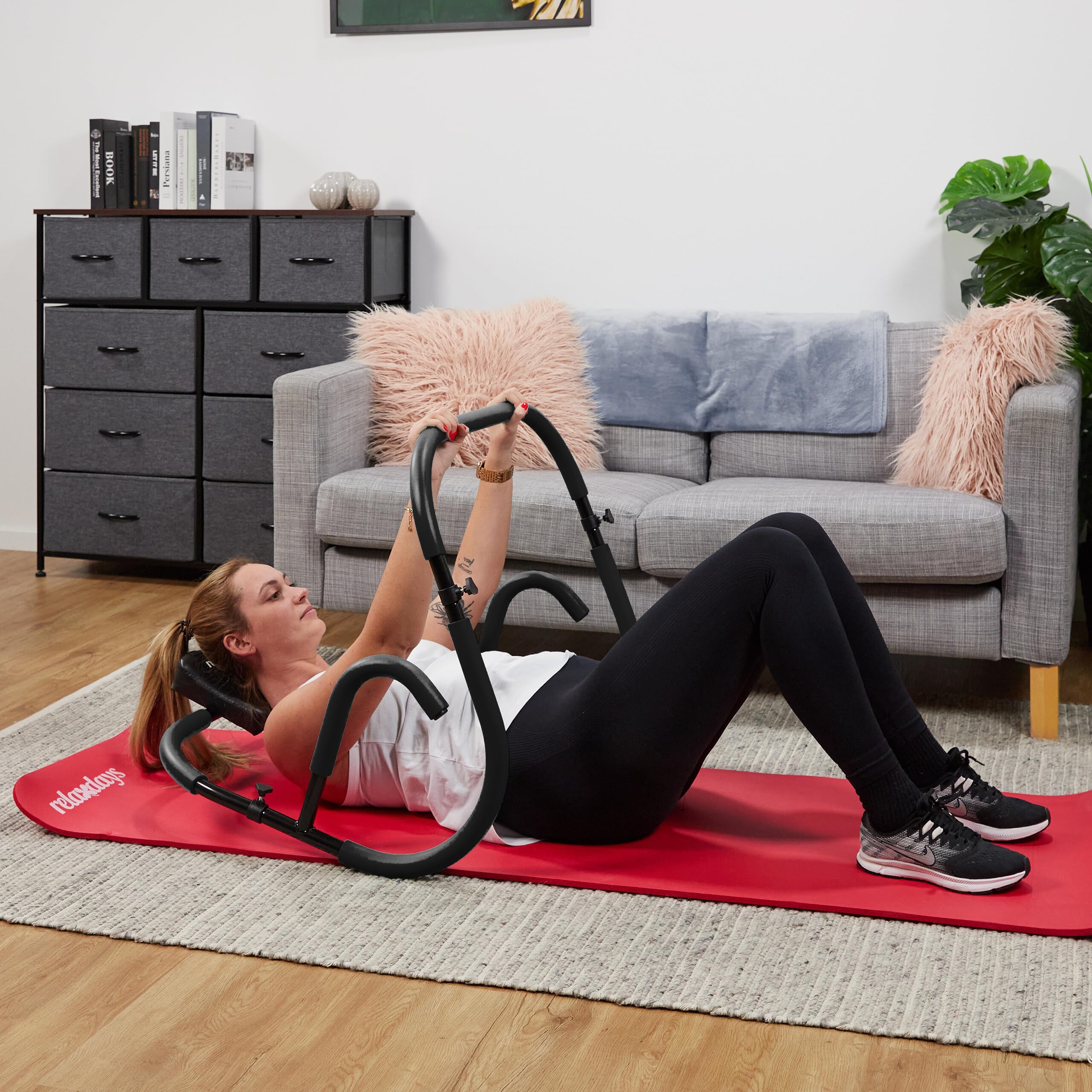 Relaxdays Bauchtrainer, Bauchmuskeltrainer, HxBxT: 68,5 x 69 x 65 cm, effektives Training zuhause, für Sit-Ups