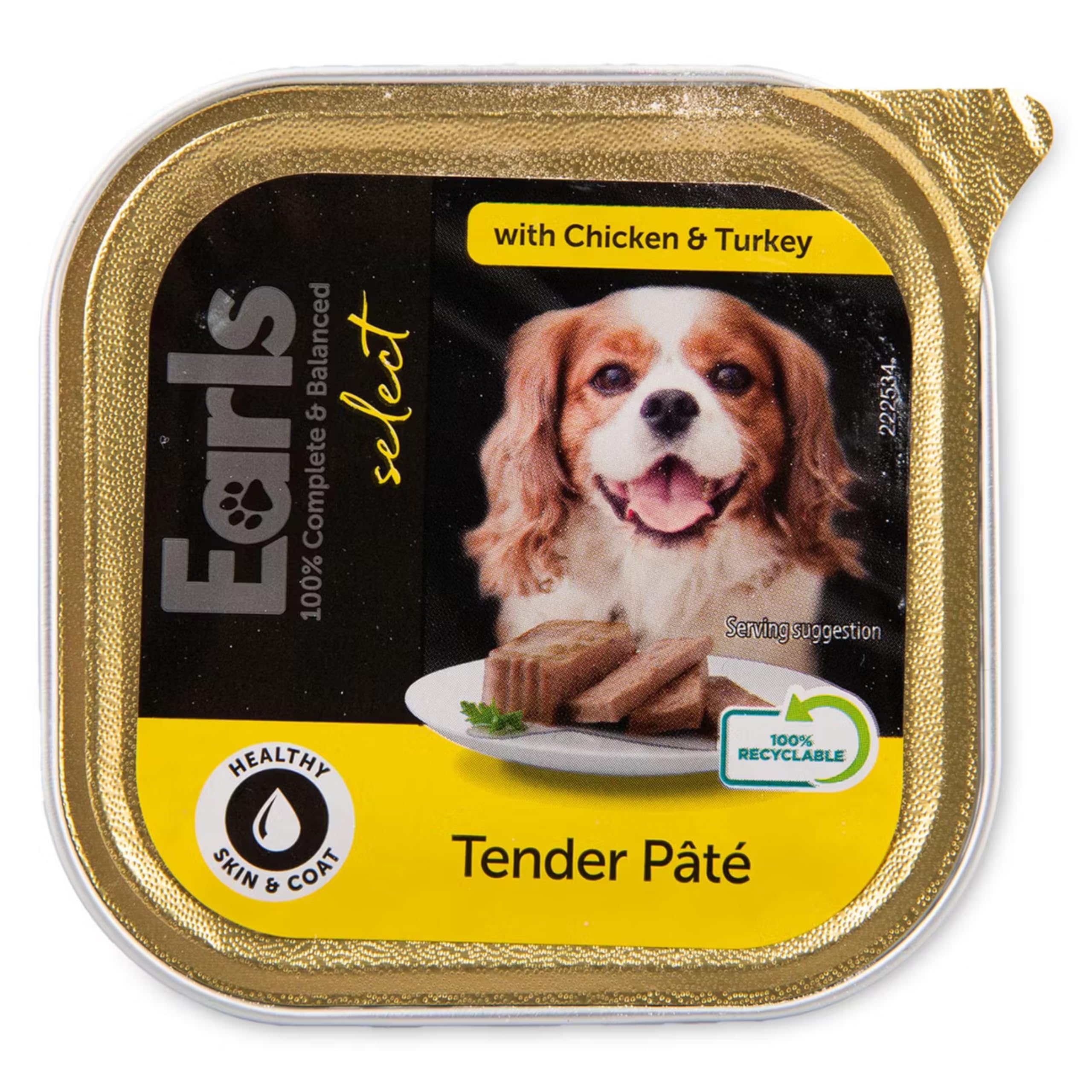 Ark Future Earls Premium Dog Food Pate 150g Variety Pack – Complete & Balanced Wet Dog Food for Healthy Skin & Coat – Tender Texture – Recyclable Trays – Adult Dog Meal (4x, Chicken & Turkey)