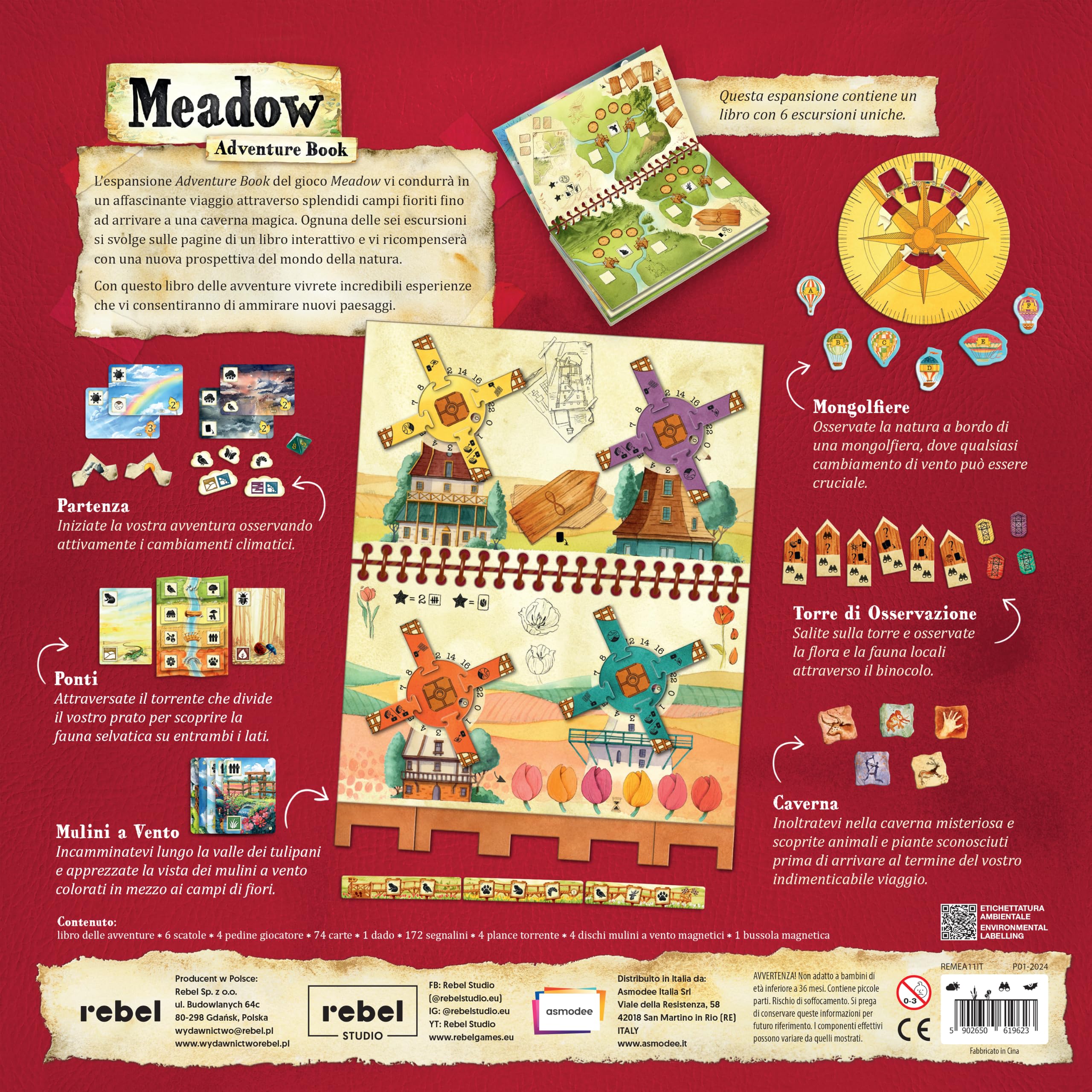 Asmodee, Meadow: Adventure Book, gra planszowa Expansion, wydanie włoskie