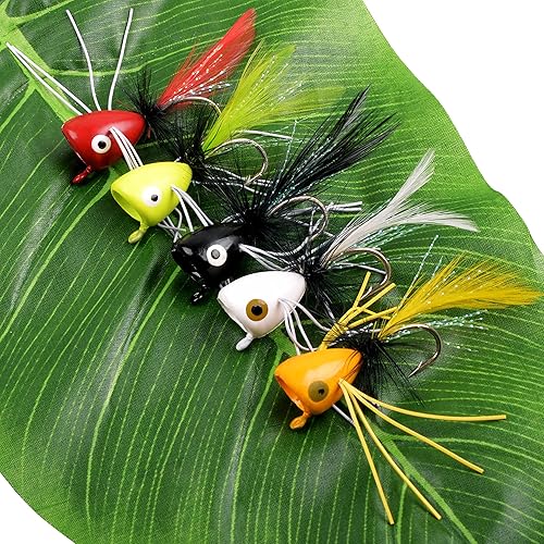 Vista 12 de Moscas para pesca con mosca, moscas secas, lubina, señuelos variados para moscas Topwater Panfish Bluegill Poppers Crappie Popping Bug Moscas, pez