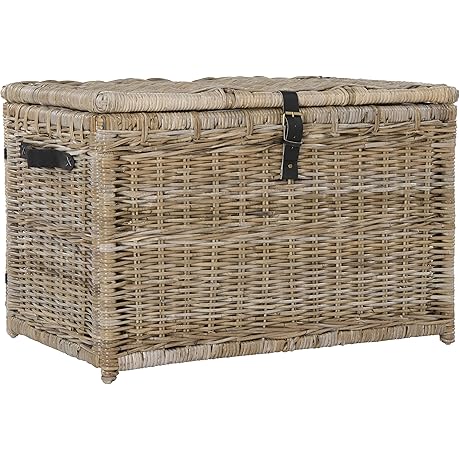 happimess Wicker Storage Trunk, 35" Collapsible Rattan-Kubusoft Trunk