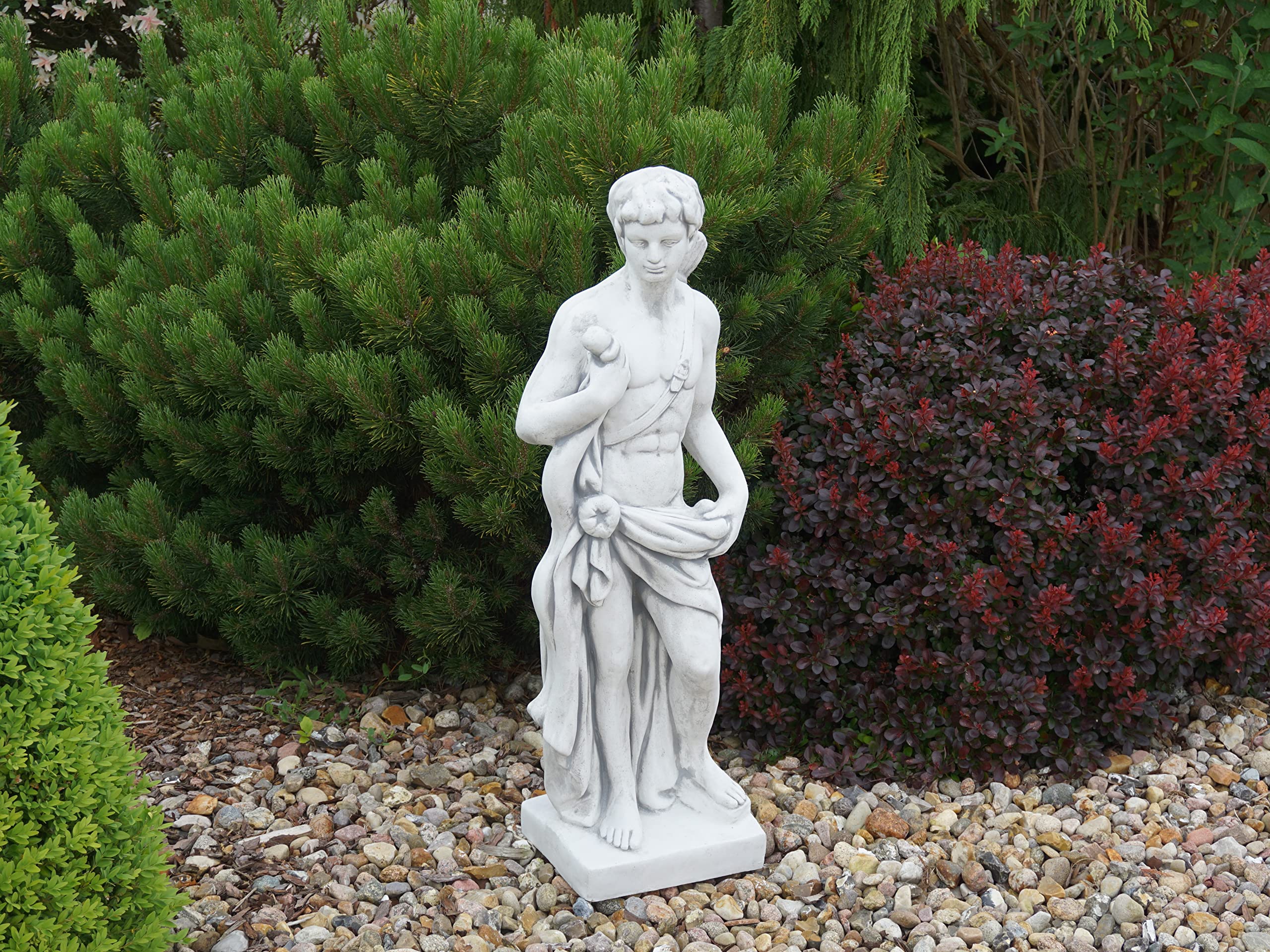 gartendekoparadies.de Statue des Jägers Orion, Steinfigur aus Steinguss, H. 85 cm, 36 kg, Grau, Frostsicher für Außenbereich