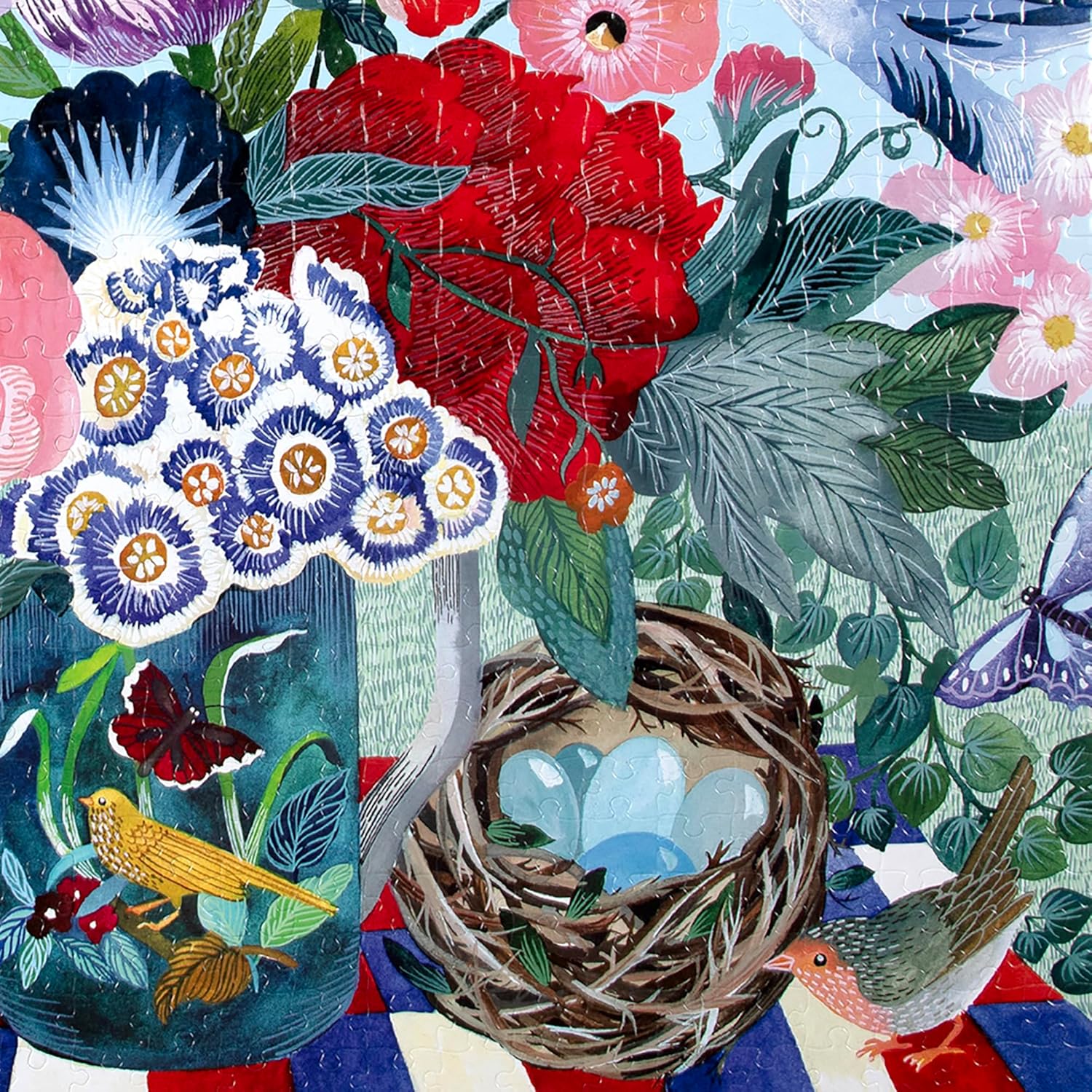 eeBoo 1000 Piece Puzzle - Spring Bouquet Jigsaw Puzzle for Adults, Square 23" x 23" Made with Recycled Board & Vegetable-Based Ink