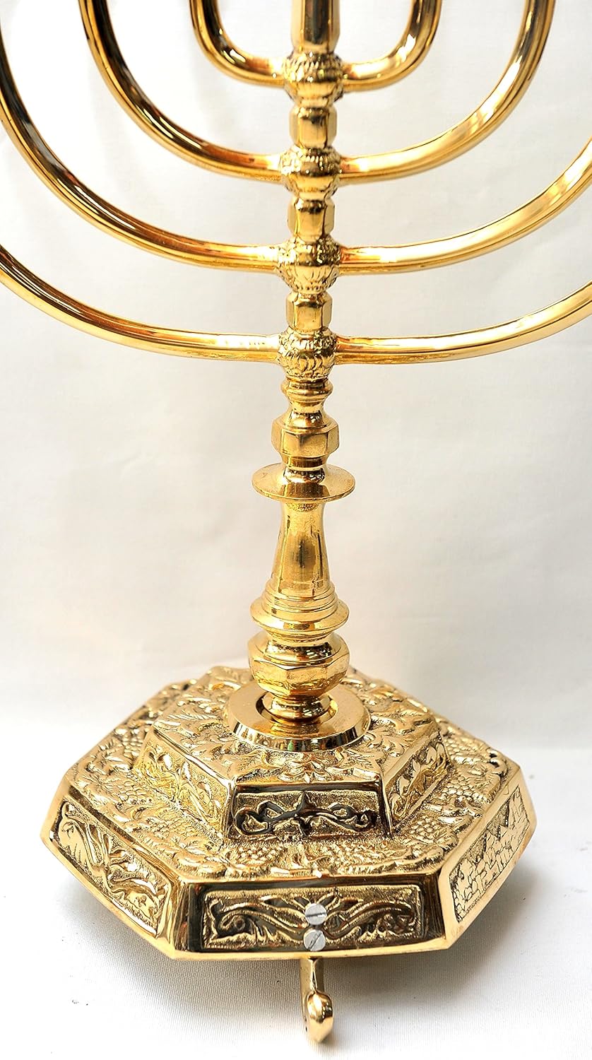 Menorah (Hanukiah) Gold Plated from Holy Land Jerusalem H/44 x W/32 CM