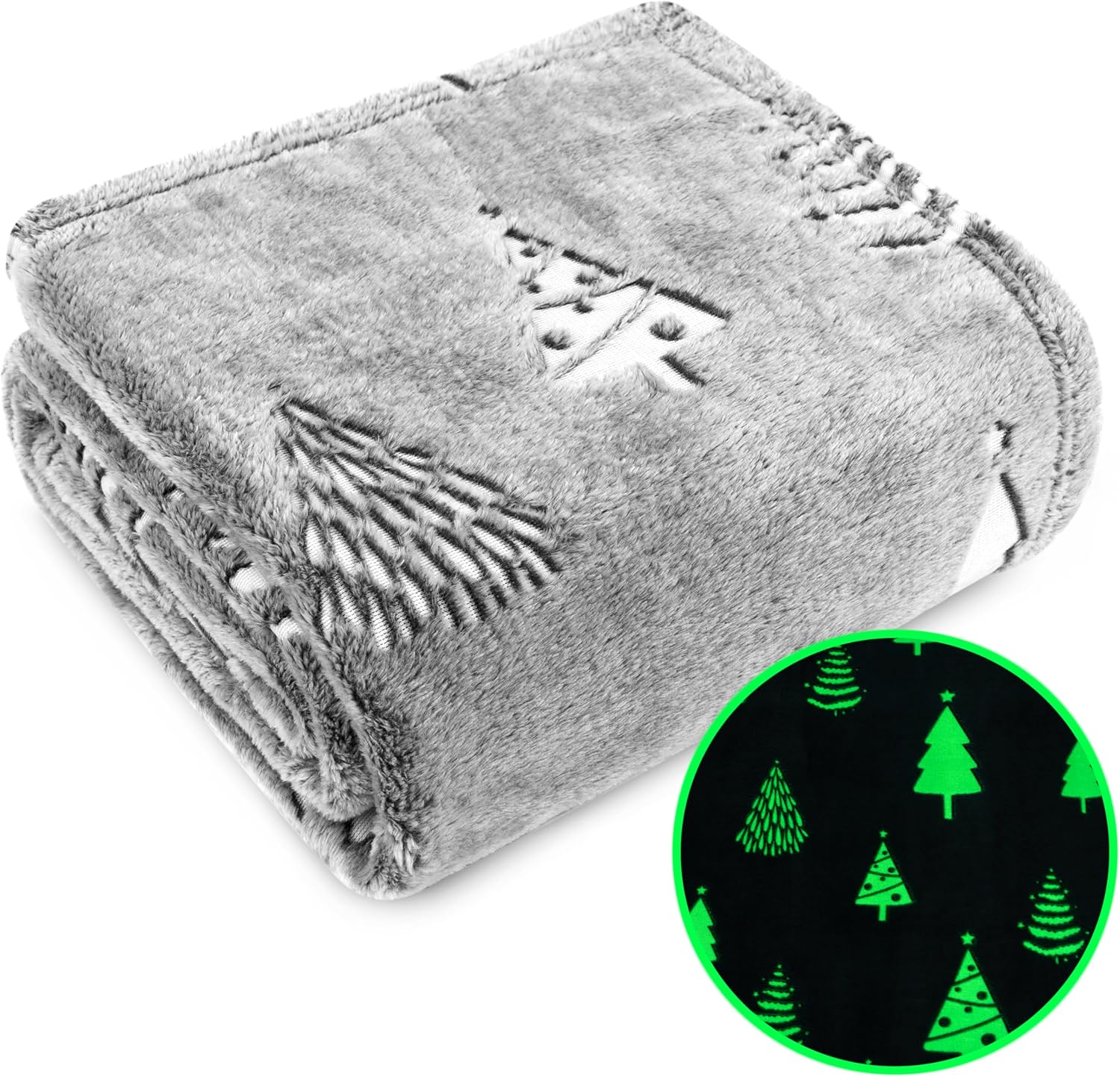 PAVILIA Glow in The Dark Christmas Tree Gift Blanket for Girls Boys, Soft Plush Fleece for 1-10 Year Old Kids, Birthday, Room Decor, 50x60 - Image 7