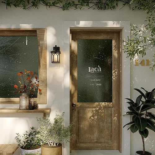 Miniatura 7 de Inlight Farol de pared para exteriores de 11 4/5" de alto acabado negro y vidrio sembrado (juego de 2), bombilla no incluida, IN-0603-1-BK