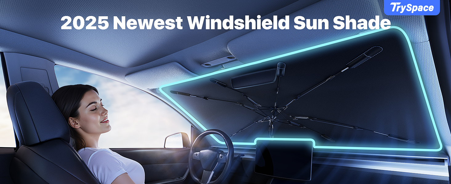 Amazon.com: 2026 TrySpace Car Windshield Sun Shade Umbrella