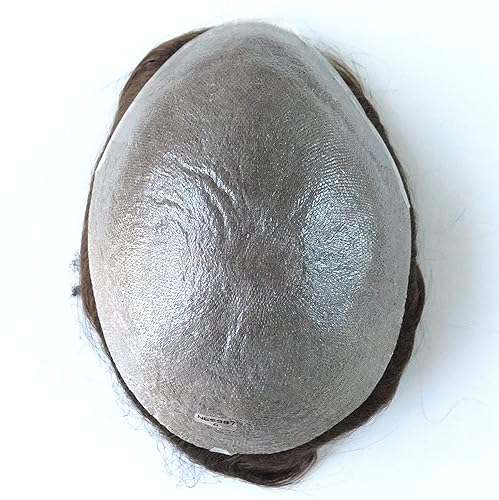 Miniatura 10 de Super Natural Mens Hair Piece 100 Human Hair Undetectable Mens Toupee Hair Systems Ultra Thin Skin V Looped Hair 1B10