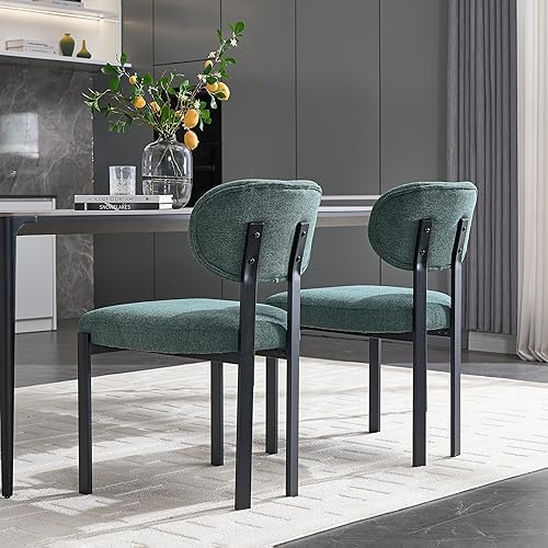 Miniatura 4 de Modern Dining Room Chairs Set of 2, Mid-Century Upholstered Kitchen Dining Chairs with Metal Legs, Table & Seating Chair Sets for Dining Room,Green