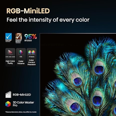 Hisense 100-Inch Premium UX Series RGB-MiniLED 4K UHD HDR Google Smart TV(100UX, 2025) - RGB MiniLED, Up to 8000 nits, 3D Color Master Pro, Native 165Hz Panel, 6.2.2 CineStage X