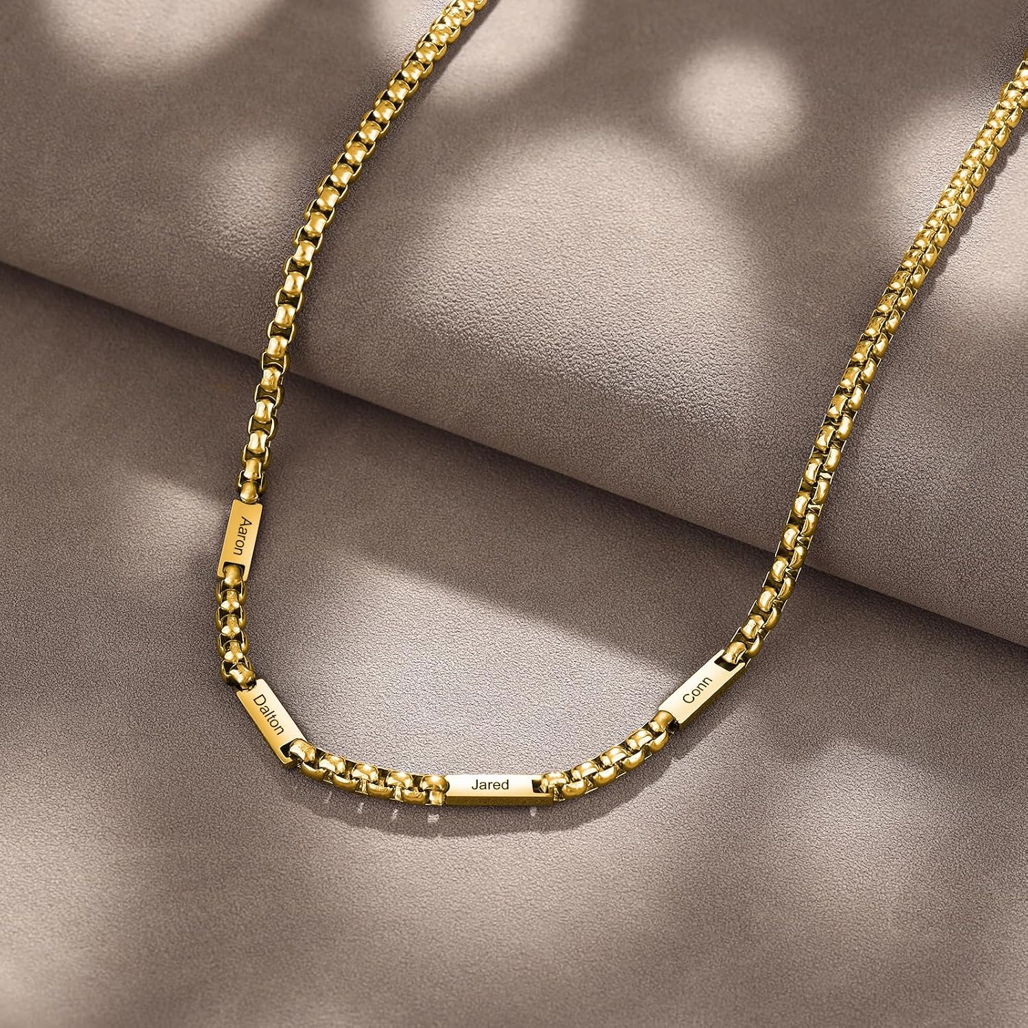 Personalized Necklace Chain for Men Stainless Steel Mens Jewelry Sliver Gold Black Chain Engraved 2-5 Names Neck Chains for Men Christmas Fathers Birthday Gifts for Dad