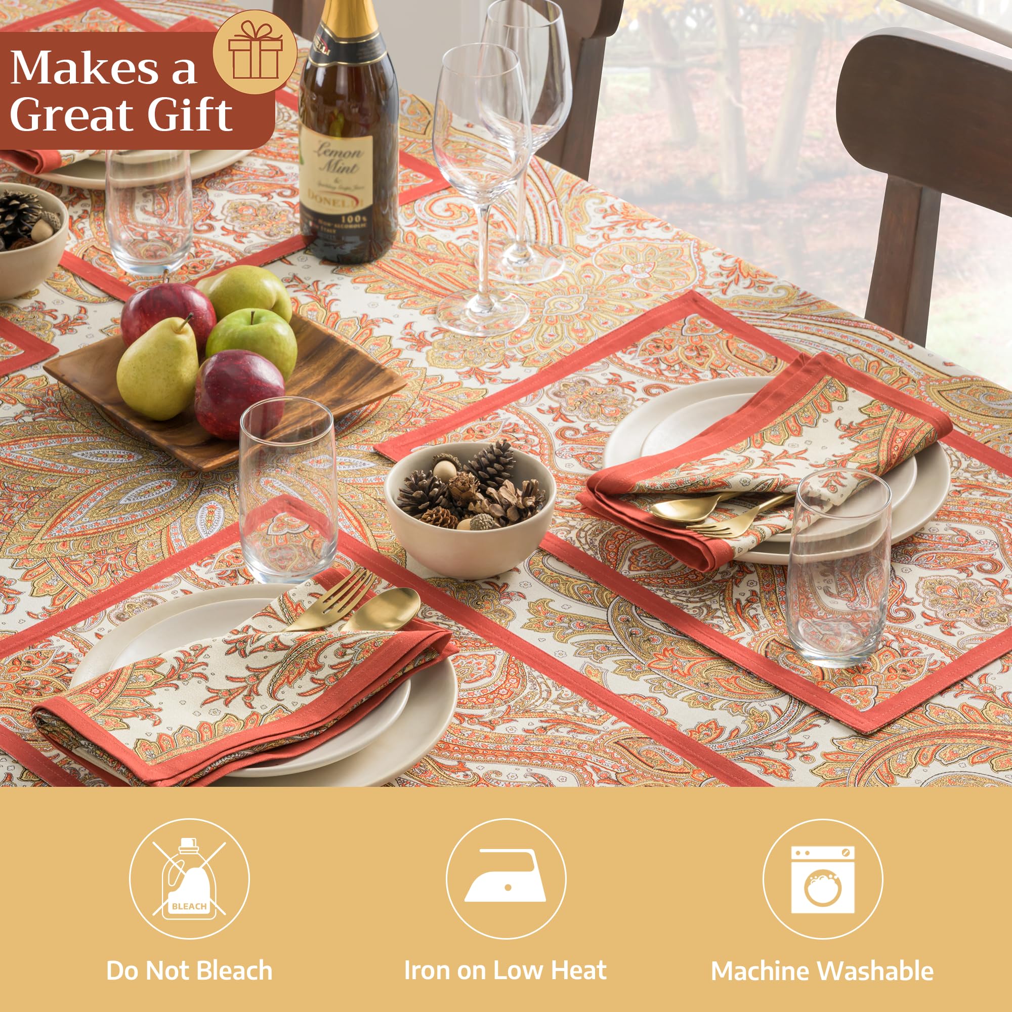 Maison d' Hermine Sets de Table 100% Coton (33 cm x 48 cm, Lot de 4) | Lavable et Réutilisable pour la cuisine la salle à manger les fêtes décorations de Thanksgiving et de Noël - Kashmir Paisley