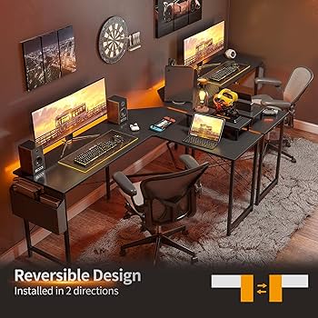 KOBIページ CubiCubi Versatile L-Shaped Desk with Monitor Stand and Storage