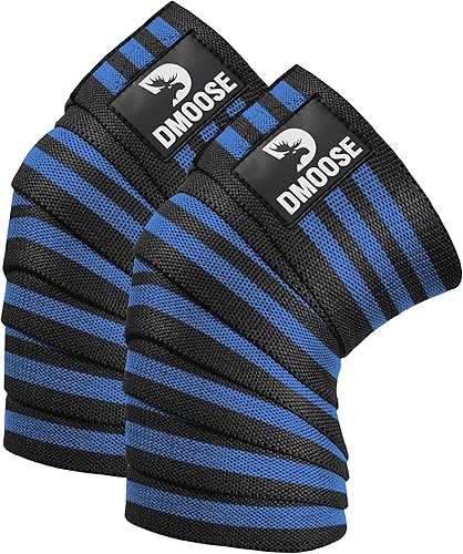 Miniatura 15 de DMoose Fitness Knee Sleeves for Weightlifting (Pair) 78” Knee Wraps for Joint Support, Squats & Powerlifting - Gym Brace Straps for Joint Stability