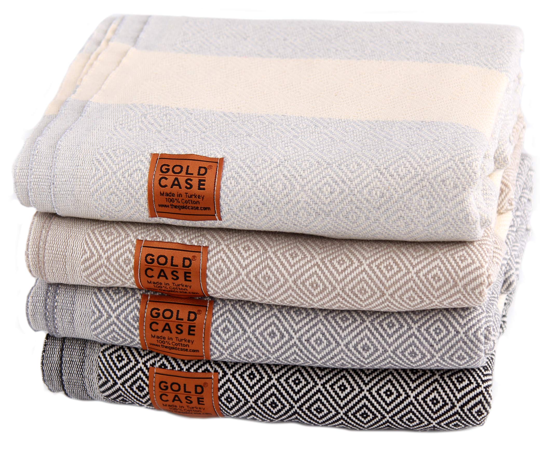 Buy Gold Case Set of 4 XXL and Thick Hermes Turkish Cotton Bath Beach  Hammam Towels Peshtemal Towel Throw Blanket (Multi Dark) Online at Low  Prices in India - Amazon.in