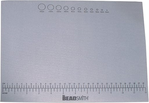 The Beadsmith Non-Slip Treasure Mat, 12.5 x 9.25 inches, Non-Slip Rubber Base with Soft Padded Surface, Laser Printed Measurements in Both inches and centimetres, Hangable Retail Put Up