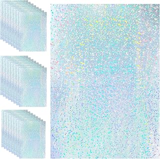Outus 24 Sheets Holographic Sticker Paper Holographic Laminate Sheets Transparent Overlay Lamination Sticker Self Adhesive Vinyl Film A4 Size, 8.25 x 11.7 Inches(Spot Patterns)