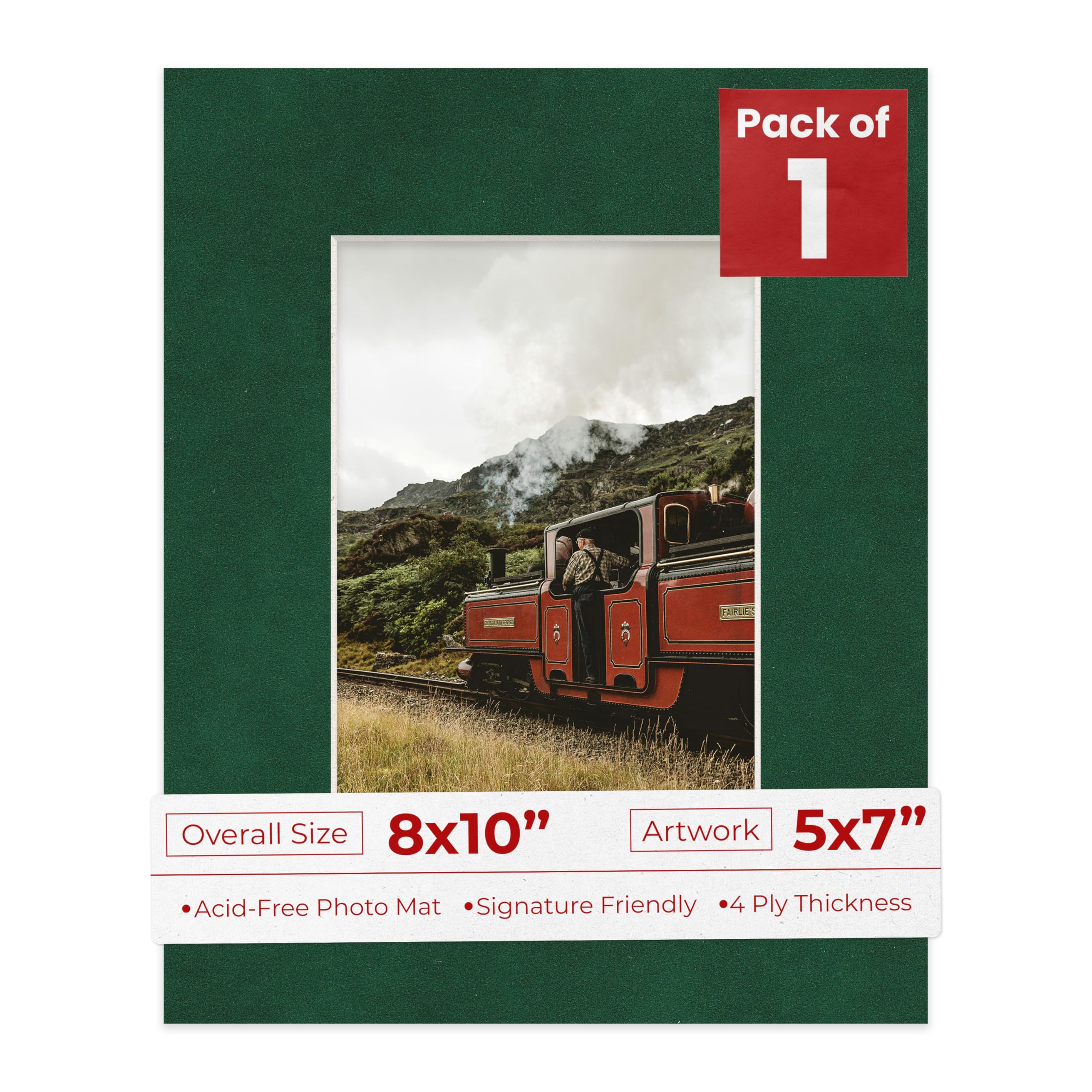 8x10 Mat for 5x7 Photo - Precut Green Suede Picture Matboard for Frames Measuring 8 x 10 Inches - Bevel Cut to Display Art Measuring 5 x 7 Inches - Acid Free ONE MAT with Backing Board & Clear Bag-image-10