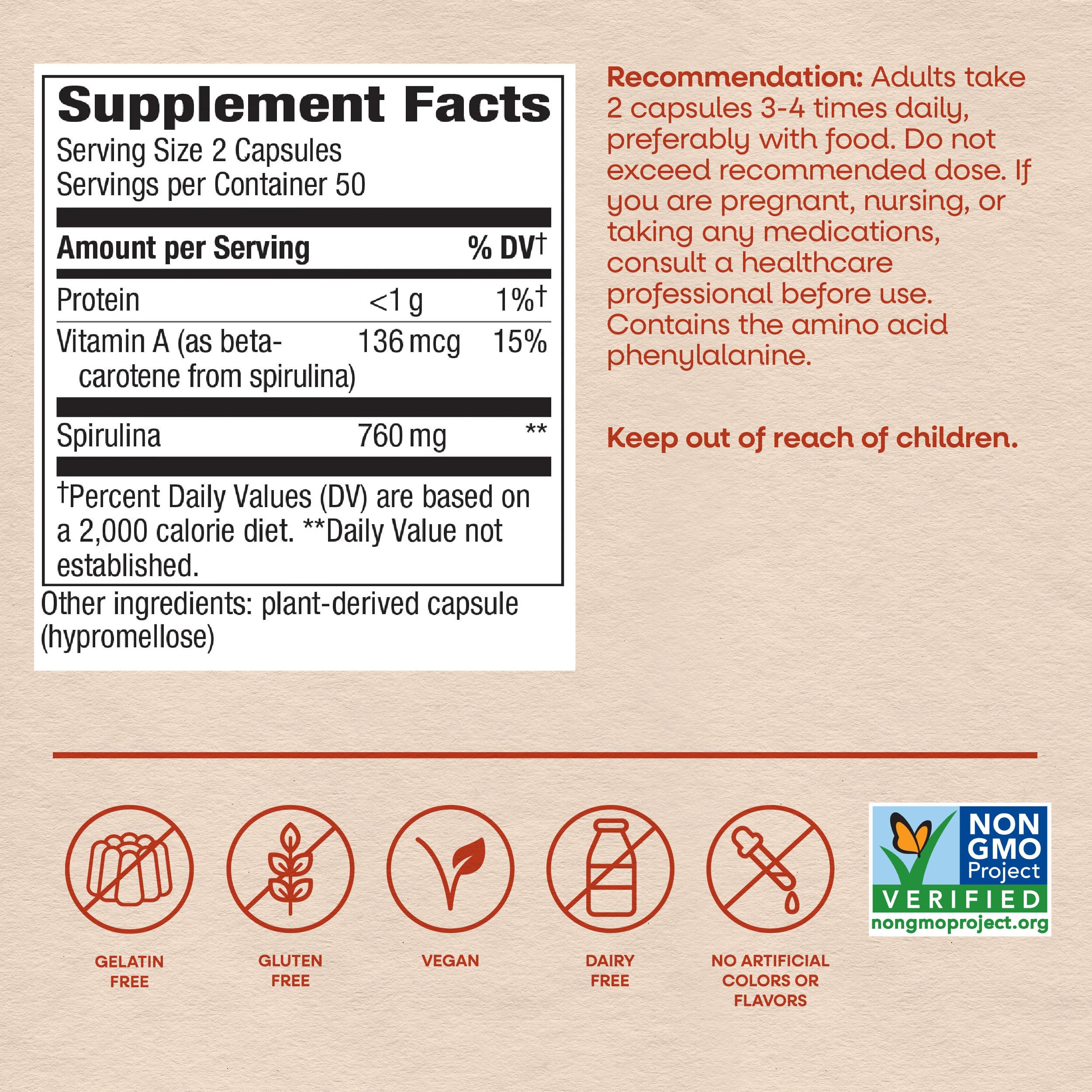 Nature's Way Spirulina Capsules, Seasonal Immune Support*, Vegan, 100 ct — Amazon image 6