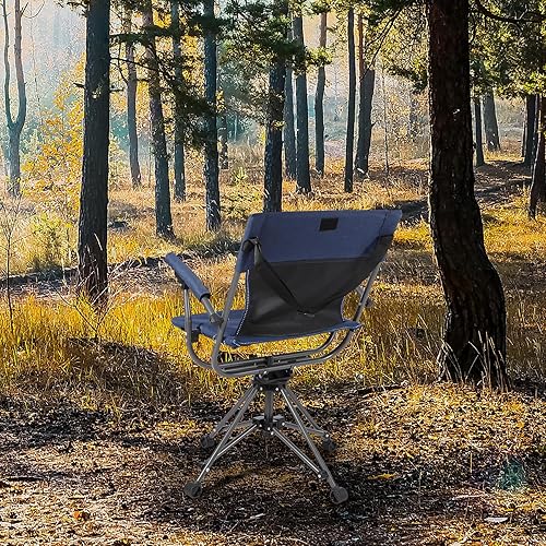 Miniatura 2 de REDCAMP Silla de camping giratoria de 360 grados, asientos de caza plegables con reposabrazos para camping, mochilero, pesca, azul