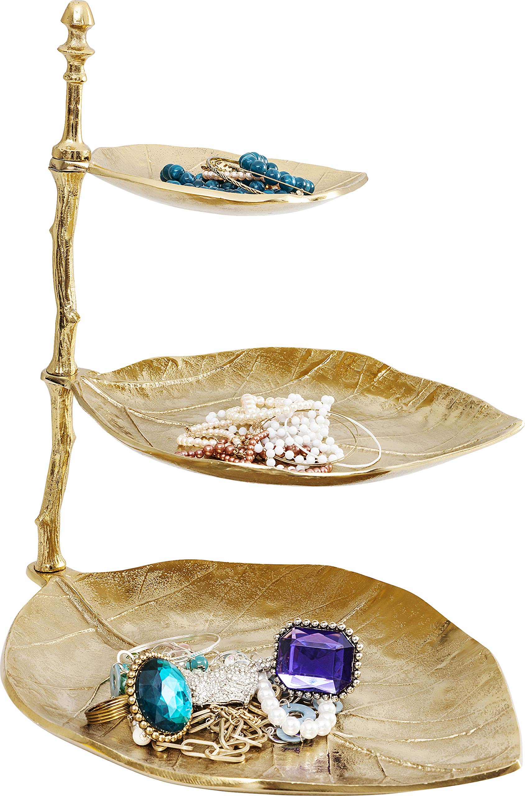 Kare Design Deco Etagere Leaf, Gold, Metal, Leave Motive, Tableware, Elegant Room Decor, Home Decor for Kitchen, Living Room, Hallway, 46x32x45 cm (H/W/D)