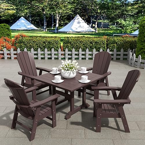 Miniatura 30 de WestinTrends Malibu - Juego de comedor Adirondack de 7 piezas para exteriores, juego de muebles de mesa y sillas de madera de polietileno para todo