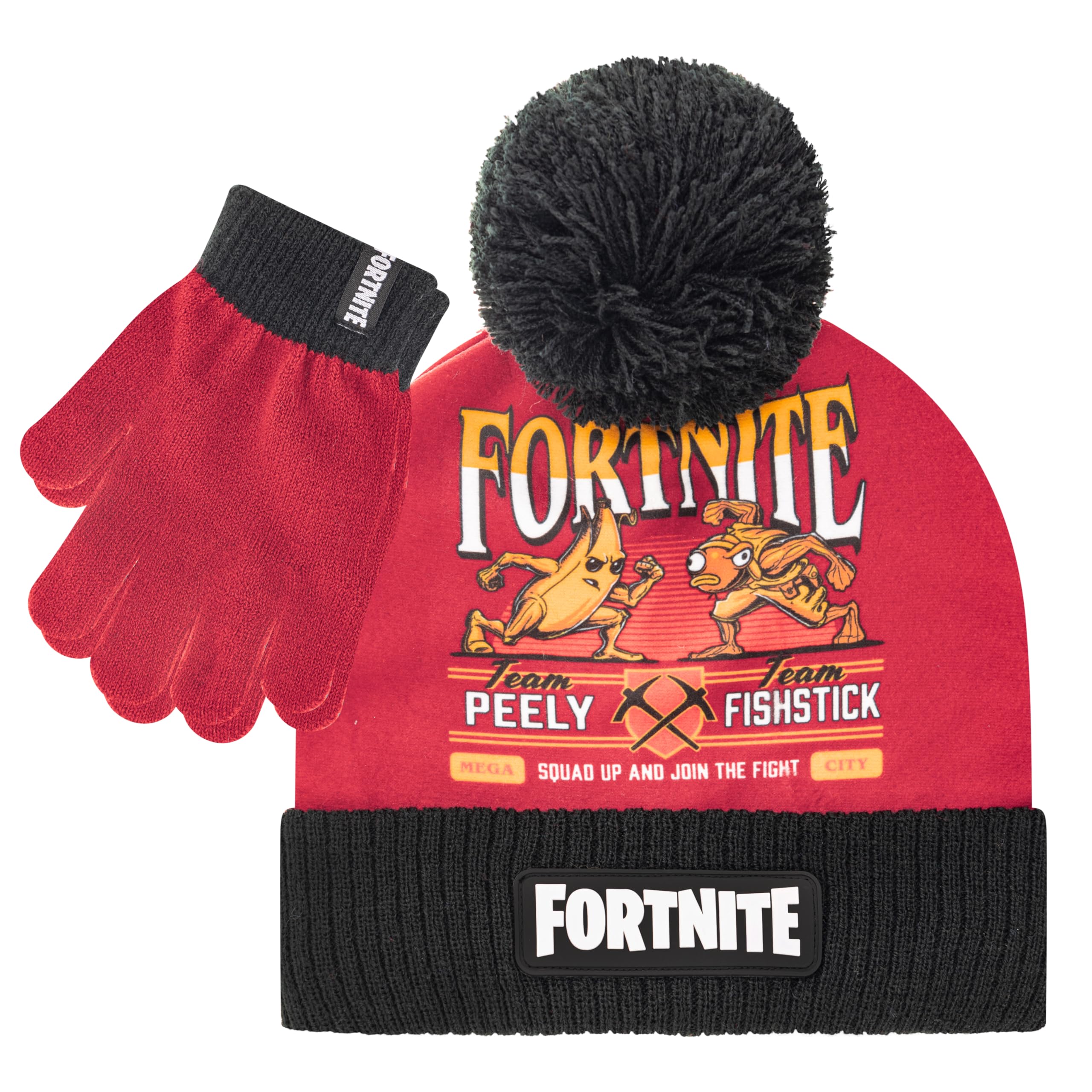 FORTNITE Boys Winter Beanie Hat and Snow Gloves for Boys 2 Piece Set