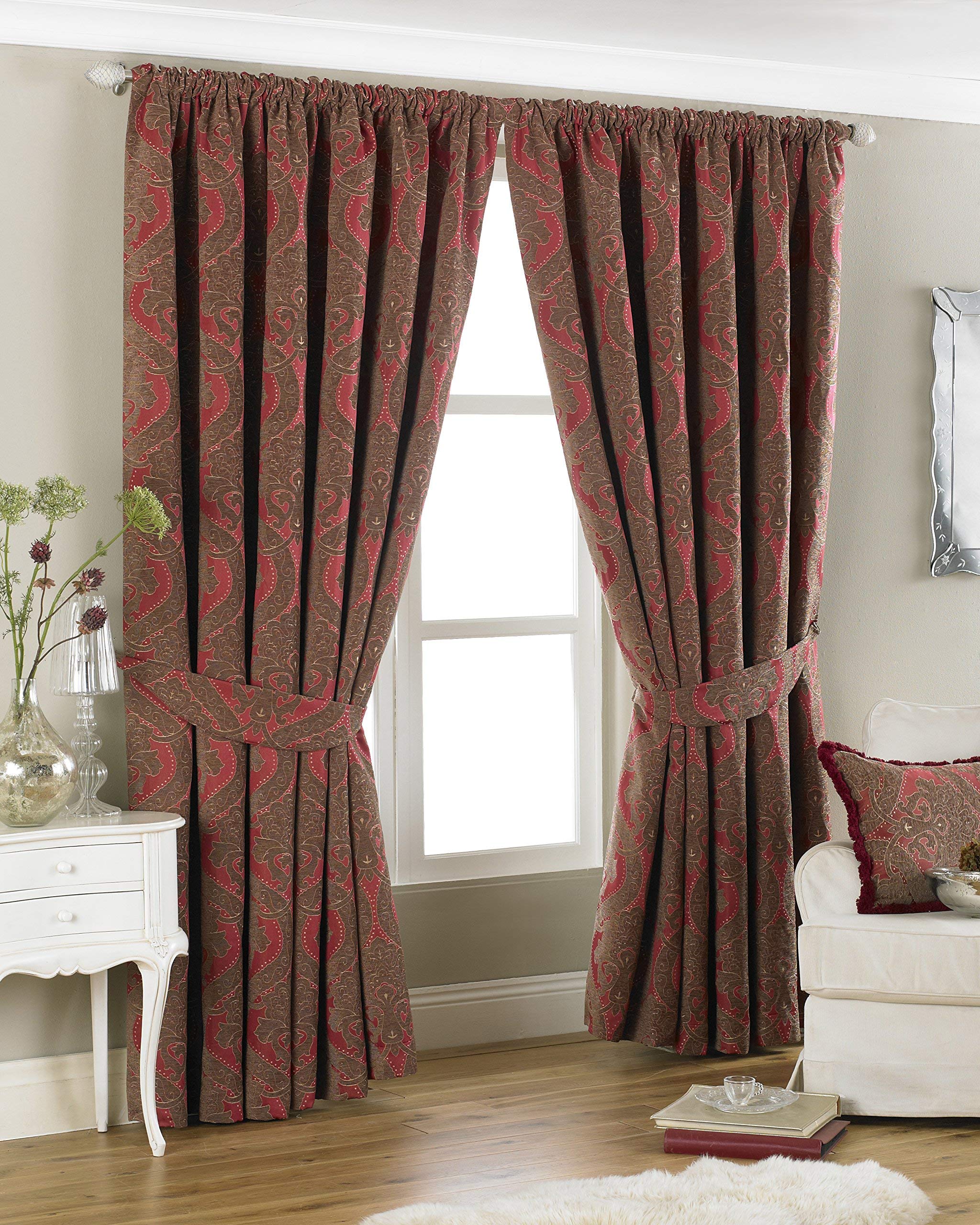Paoletti Renaissance Pencil Pleat Curtains Burgundy