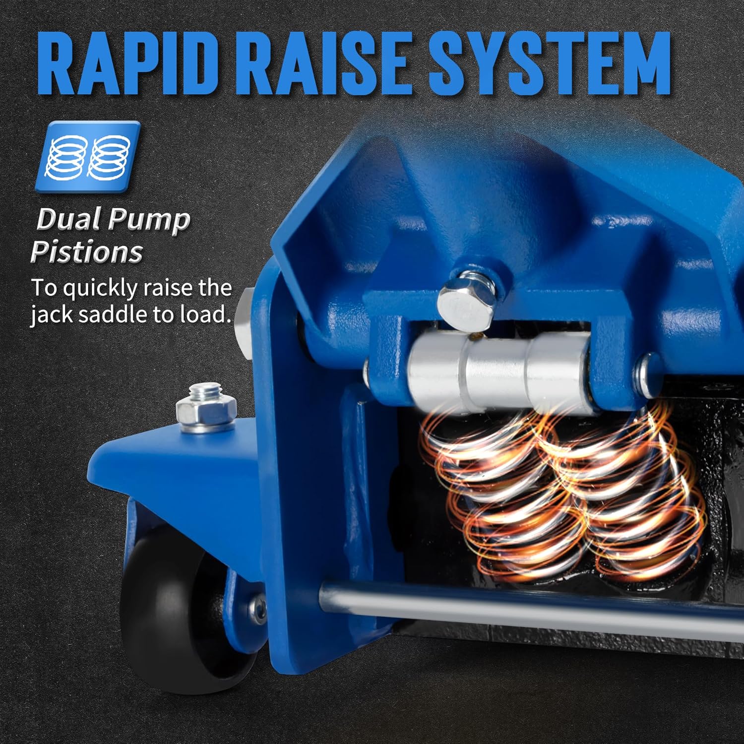 A A IN Hydraulic Low Profile Service/Floor Jack with Dual Piston Quick Lift Pump, 4 Ton (8,000 lb) Capacity, Blue