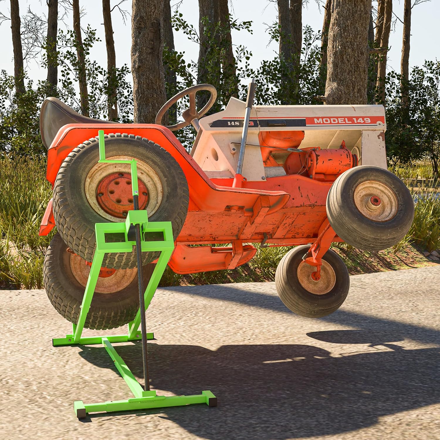 Riding Lawn Mower Lift Jack Lawn Mower Lift with 880 Lbs Weight Capacity Telescopic Maintenance Jack for Lawn mowers and Garden Tractors Green