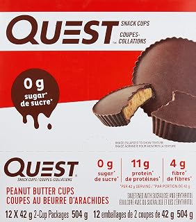 Quest Nutrition Peanut Butter Cups, High Protein, Low Carb, Low Sugar, Keto Friendly, 11g Protein, 1g Sugar, 12ct