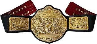 World Unisex Adult Heavyweight Wrestling Belt Tooled Black/Red Backing Strap