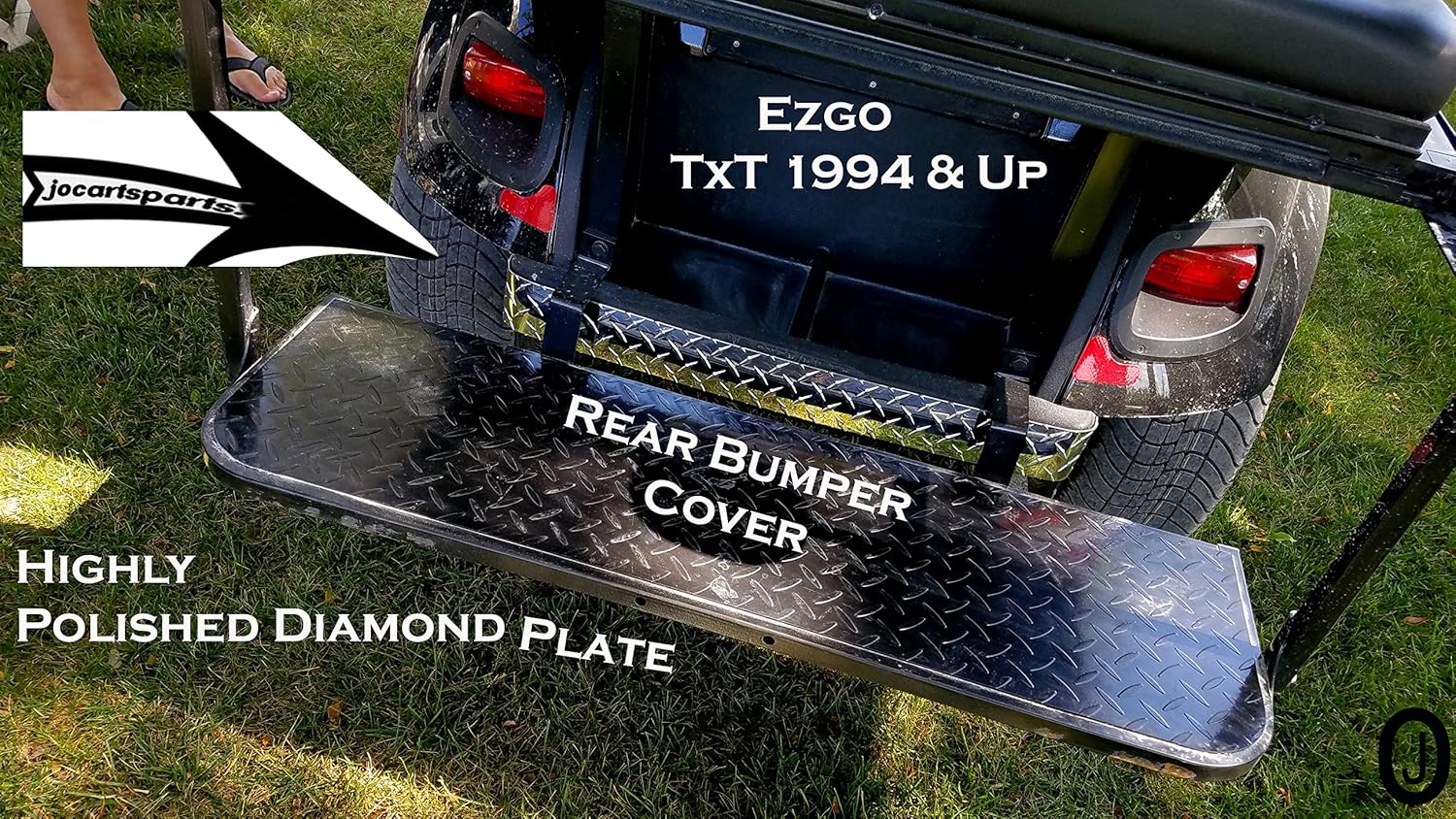 Ezgo TxT Golf Cart Polished Aluminum Diamond Plate Rear Bumper Cover