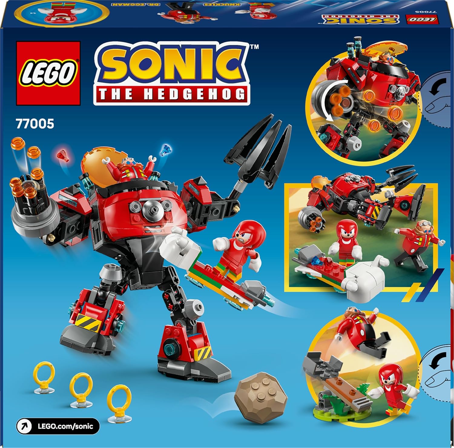 LEGO Sonic the Hedgehog Knuckles vs. Dr. Eggman Egg Crusher Mech Toy - Building Set incl. 2 Minifigures - Lego - Immagine 10