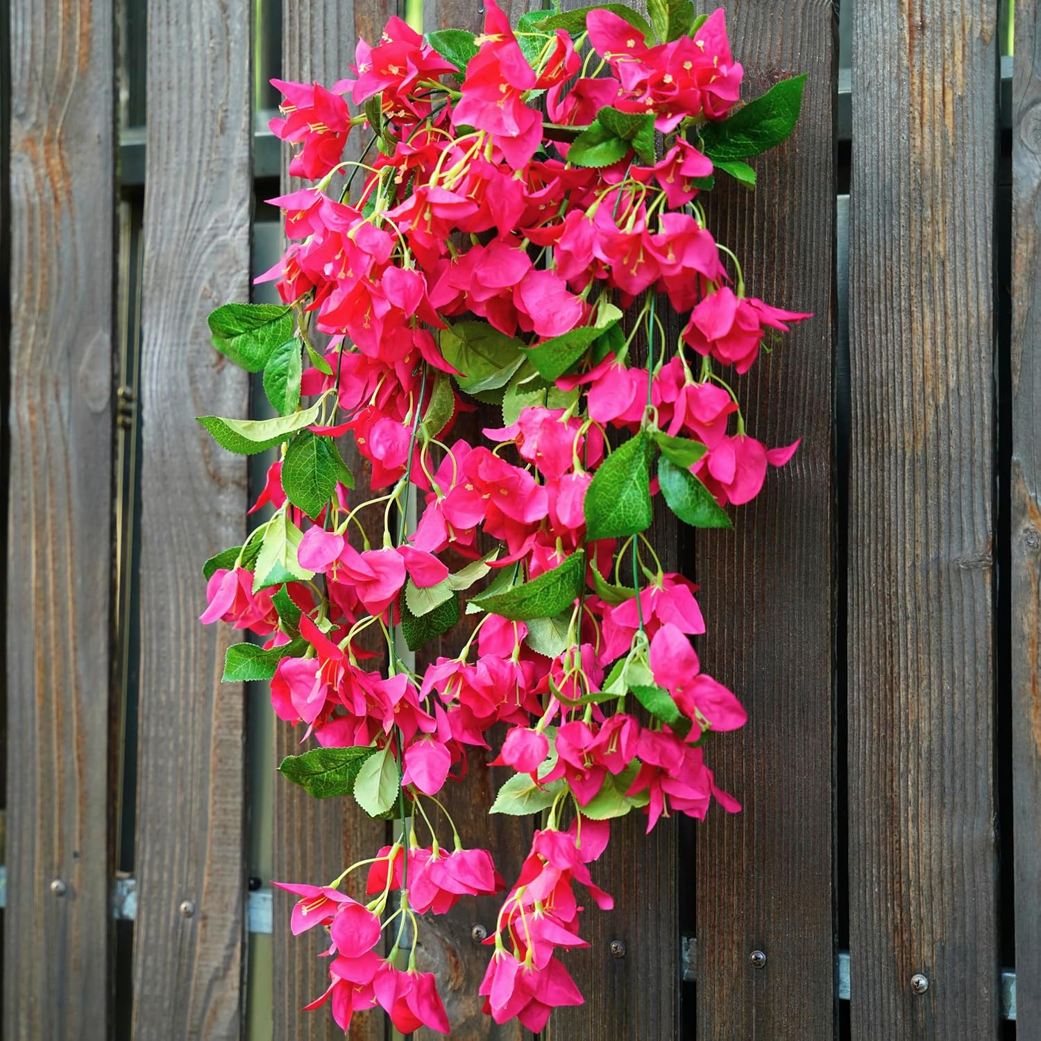 2PCS Bougainvillea Artificial Hanging Flowers Plants for Outdoors Outside Fall Decoration, Faux Silk Flowers Fake Vines UV Resistant Look Real Realistic for Front Door Porch Planter Balcony, Hotpink - Image 6