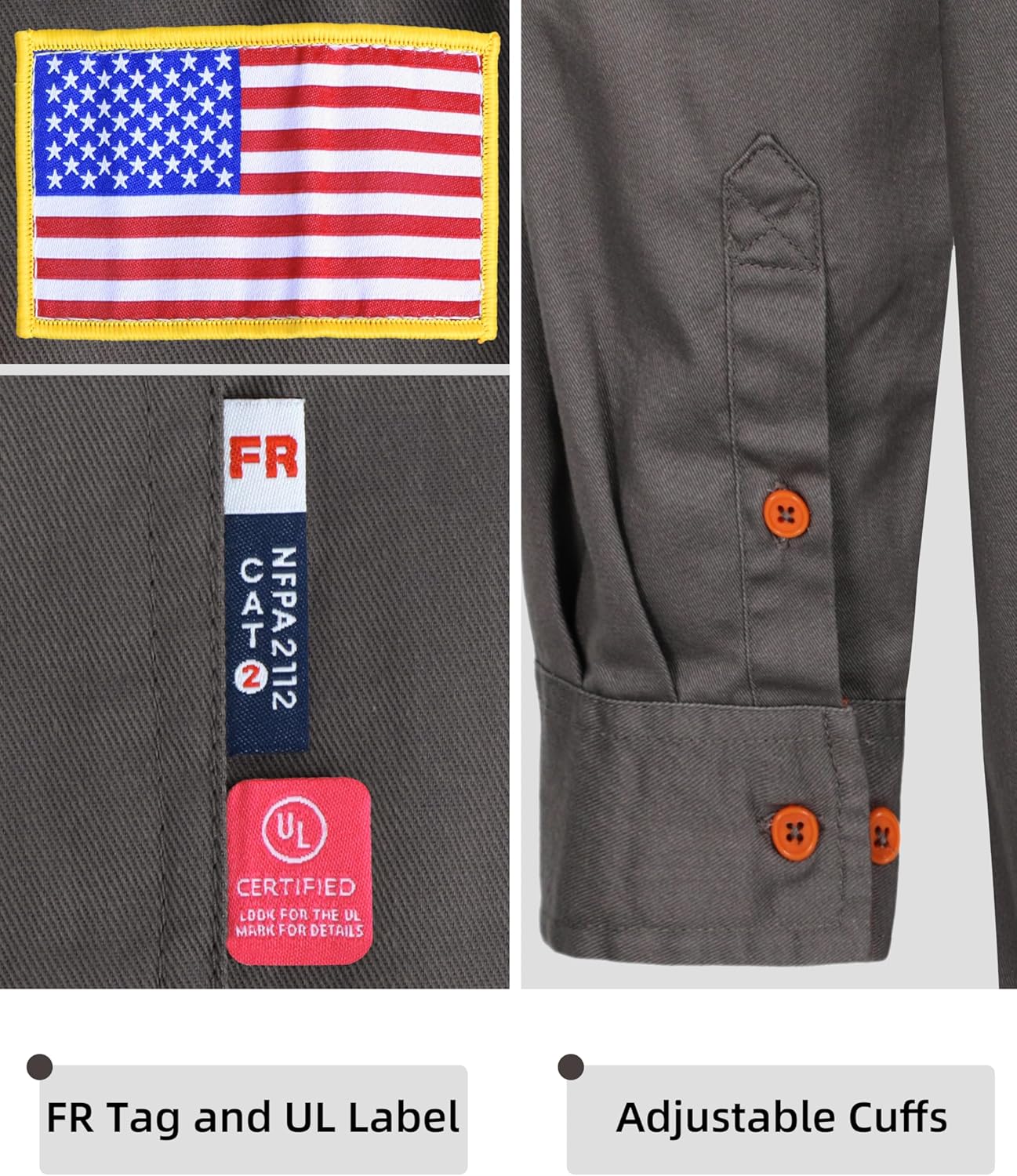 BOCOMAL FR Shirts for Men Flame Resistant Light Weight NFPA2112 Fire Retardant Welding Shirt Water & Oil Repellent Finish - Image 4