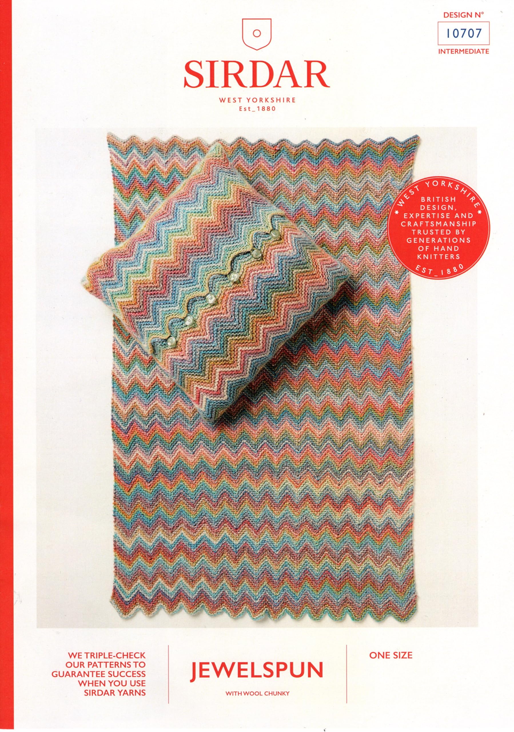 Sirdar Jewelspun Chunky with Wool Knitting Pattern - 10707 Blanket & Cushion Cover