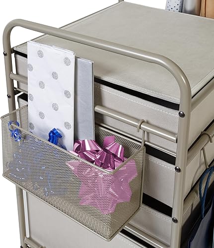 Miniatura 5 de Honey-Can-Do Carro de almacenamiento de papel de regalo con ruedas, gris CRT-09403 Taupe