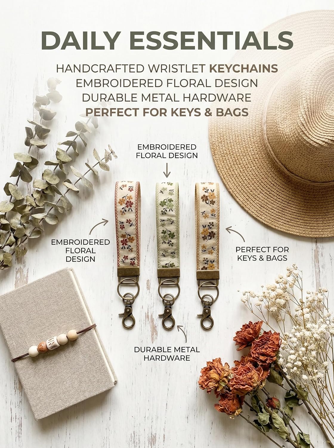 Zugzwang Boho Embroidered Wristlet Keychain for Women