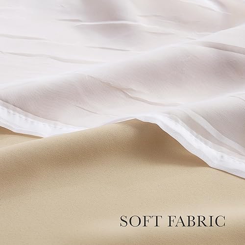 Miniatura 3 de PONY DANCE Cortinas opacas con superposición transparente, mezcla y combina de doble capa, cortinas de oscurecimiento de habitación para dormitorio,