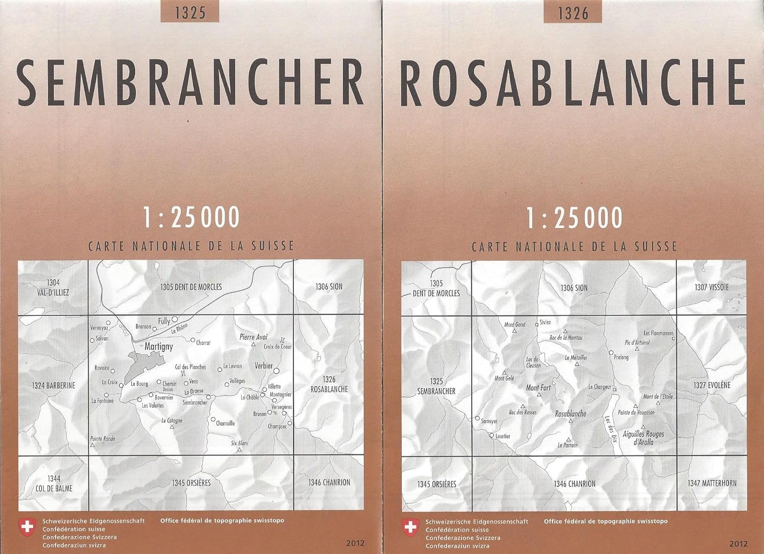 Haute Route (Swiss Alps) Hiking Maps, 1:25000, From Swisstopo