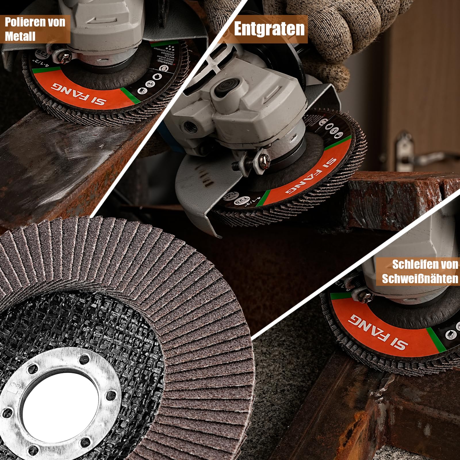 Set Fächerscheibe 115mm Korn 40 60 80 120 für Metall Holz Stahl Schnelles und Schneiden，Präzises Schneiden Lamellenscheiben 20 Stück，Zirkonkorund Schleifscheiben für 115 125mm Winkelschleifer