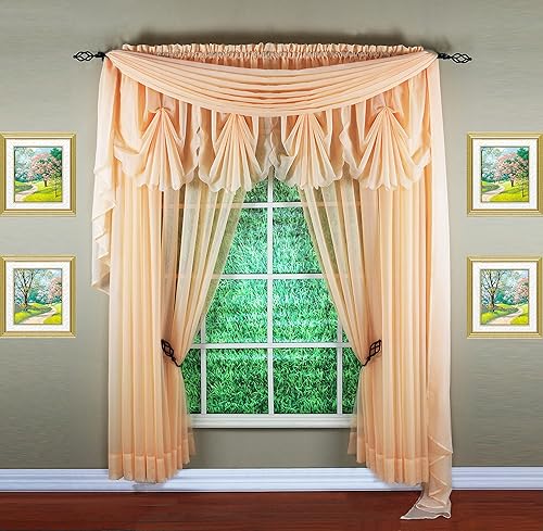 Miniatura 12 de Today's Curtain - Cortina Emelia de gasa original, panel de 84 pulgadas, melocotón, 60 pulgadas de ancho x 84 pulgadas de largo