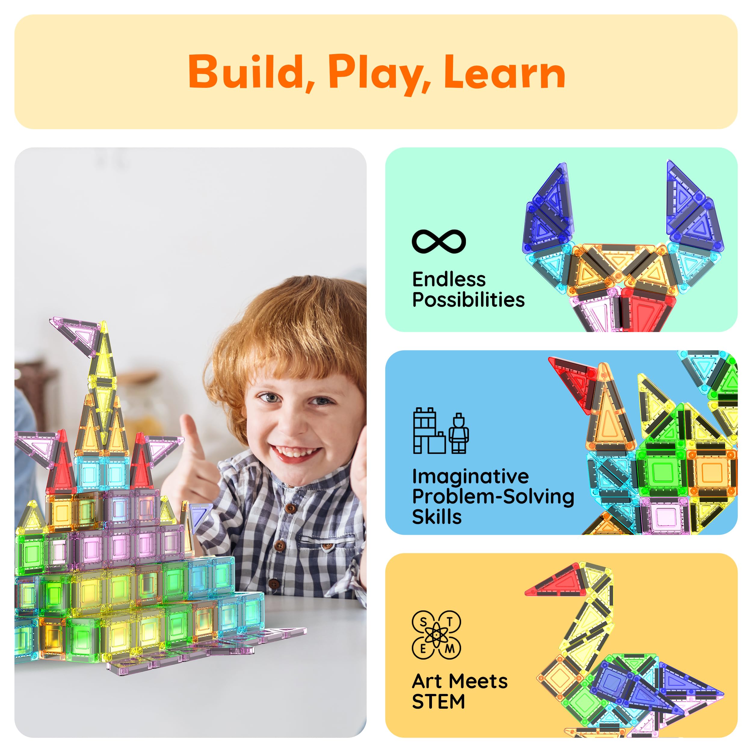 PicassoTiles Juego de 65 piezas de bloques de construcción de juguete portátil de tamaño de viaje nano magnético con bolsa de almacenamiento STEM Montessori para aula, azulejos magnéticos apilables