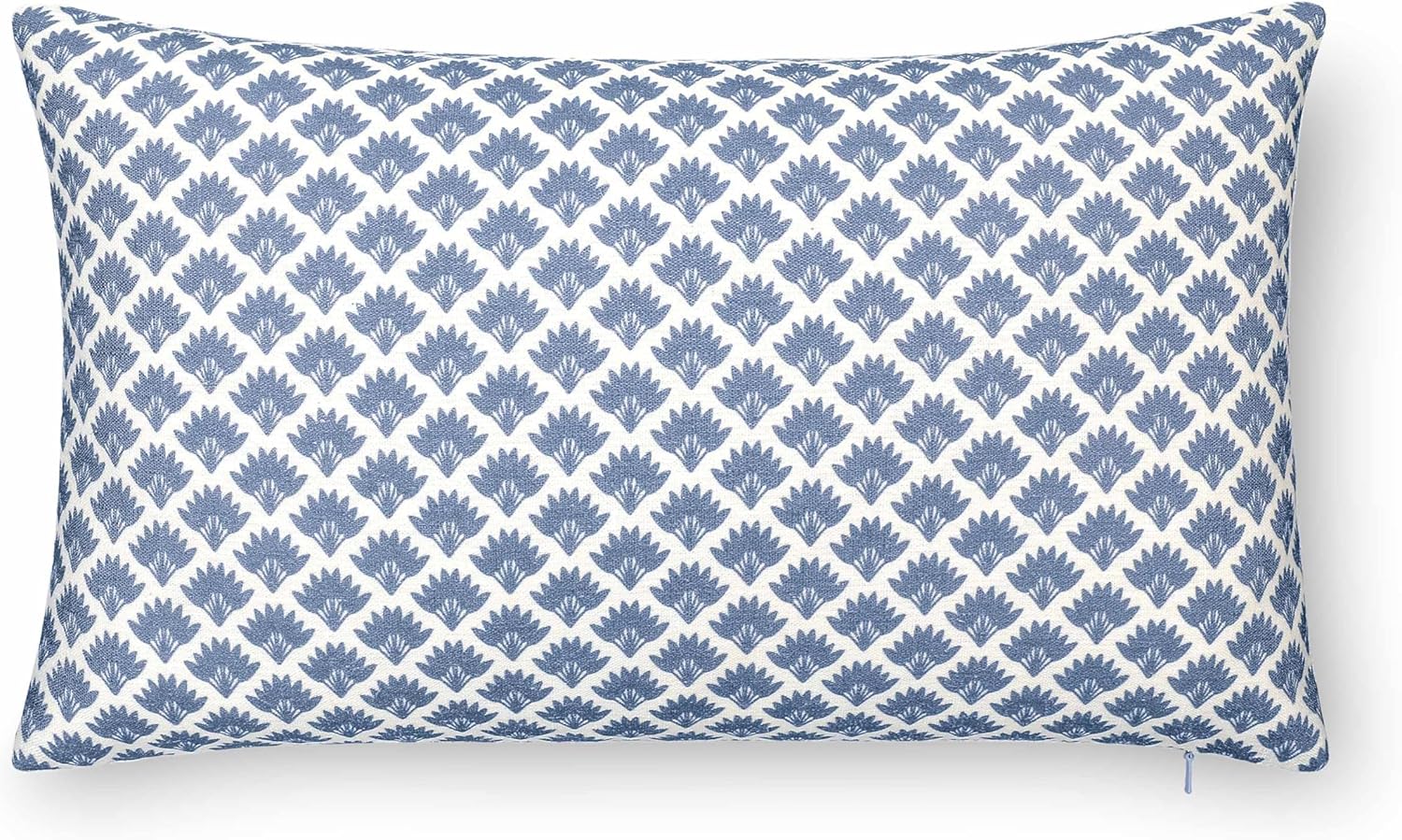 Crumbs Home California Casual Coastal Indoor Outdoor Lumbar Pillow Cover, 12"x20" Water Repellent for Patio, Backyard, Couch, Poolside, Azure Blue Print Ravenala Palm Tree